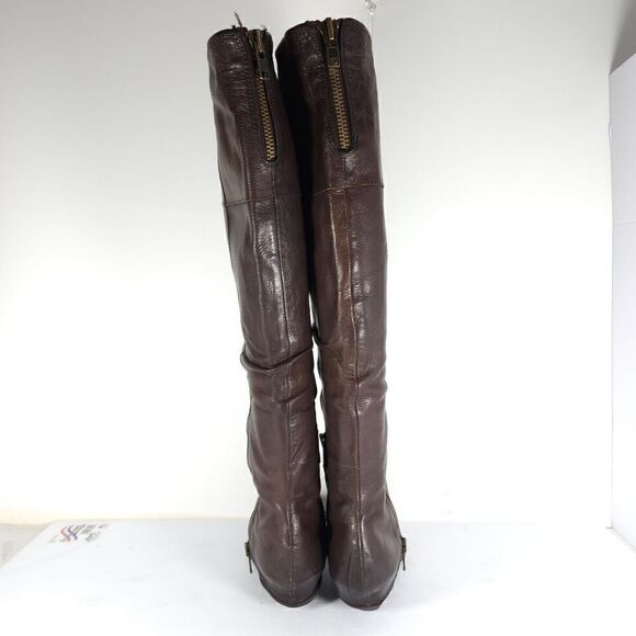 Ash Women's Tentation US7-7,5 Brown Leather Tall Side Zips Cone Heel Riding Boot - Picture 8 of 13